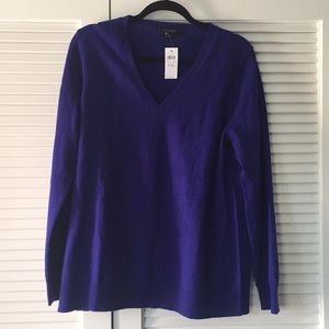 NWT Ann Taylor Cashmere Cobalt Blue V Neck XXL
